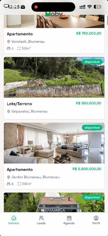 App Moby — listagem de imóveis em Blumenau